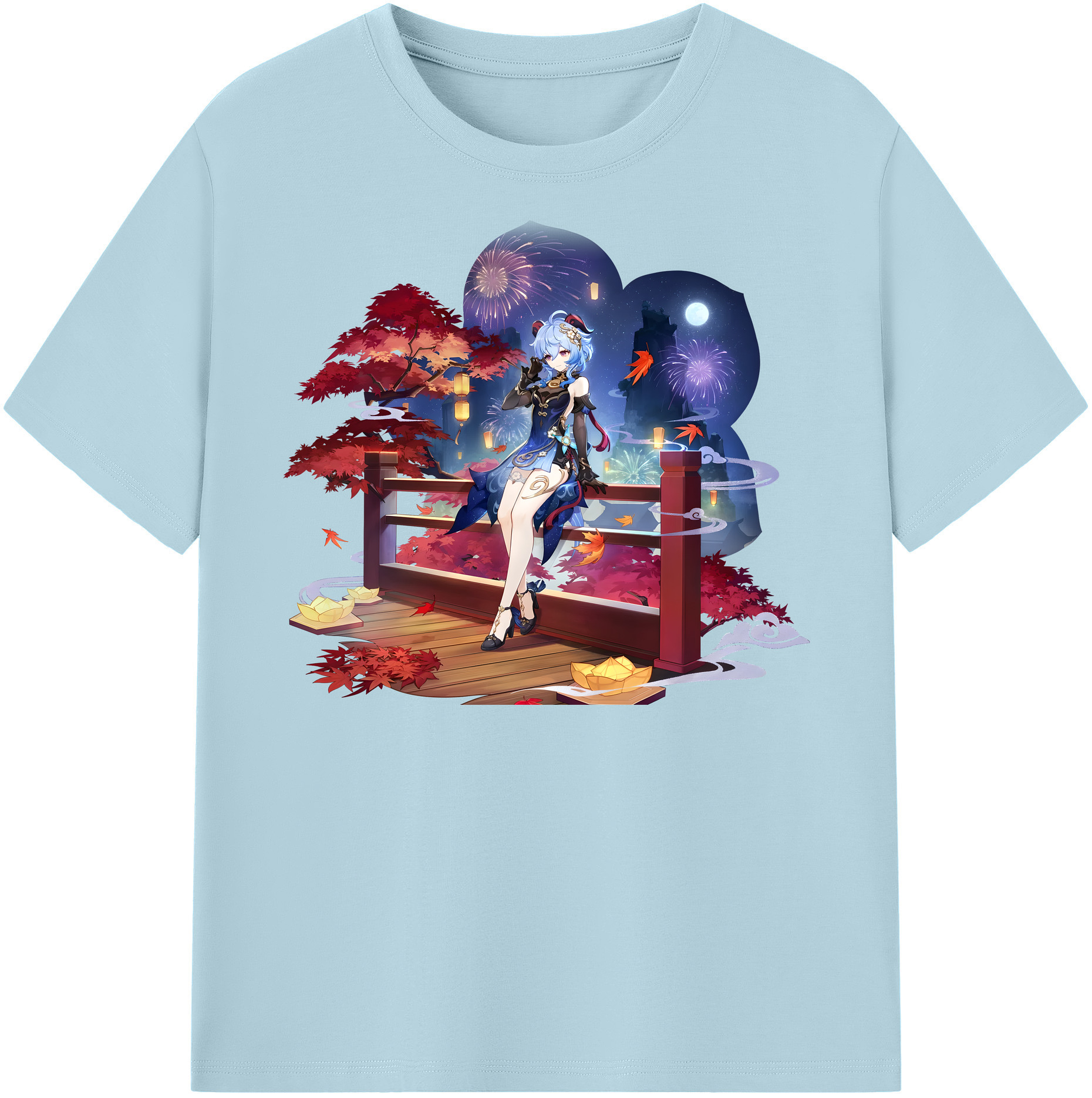 げんし神 甘雨 かんう genshin Ganyu 綿100％半袖Tシャツ（フロントプリント）
